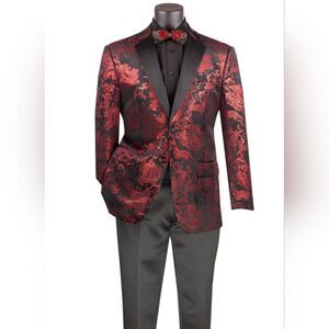MEN'S VINCI 2 BUTTON MODERN FIT SPORT COAT FLORAL JACQUARD PATTERN. BM-02